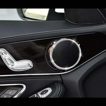 Mercedes Benz Automobilių Durų Garso Garsiakalbio Žiedas Deimantas Apdailos Stereo Ragų Apdaila C KLASĖS GLC W205 C180 C200 C260 m.