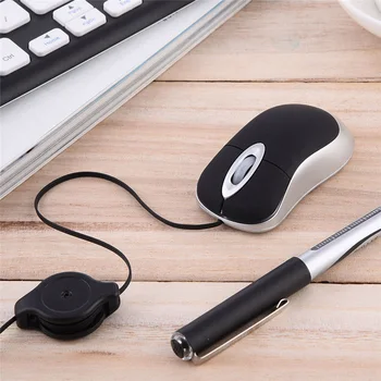 Mielas Mini Laidines Pelės Ištraukiama USB Kabelis Ergonomiškas Biuro Kompiuteris PC Nešiojamas Žaidimų Pelių linijiniai mažos pelės