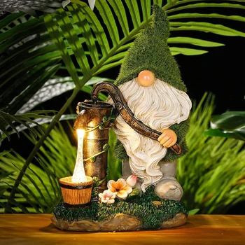 Mini Dervos Gnome Pav Skulptūra su Saulės Žibintų Sodo Statulėlės Nykštukas Amatų Sodo Kraštovaizdžio Sodo Statula Apdaila