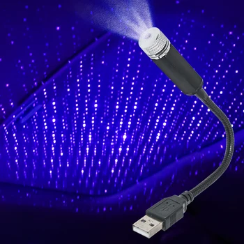 Mini LED Automobilio Stogo Star Nakties Atmosferą Žibintai Projektoriaus Lempa USB Dekoratyvinės Lempos, Kolonėlė Automobilio Interjero Dekoro Šviesos