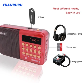Mini Nešiojamos Radijo Nešiojamą Įkrovimo Stereo Garsiakalbis Skaitmeninis FM USB TF MP3 Grotuvo Garsiakalbių, kaip Tėvų Dovana