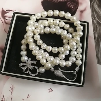 Moterų kubinių Nekilnojamojo Natūralių Gėlavandenių Perlų choker Karoliai 8-9mm Balta inregular Perlų Papuošalai Dovanos