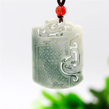 Natūralaus Green Jade Dragon Phoenix Pakabukas Karoliai, Papuošalai dvipusis Raižyti Amuletas Mados Kinijos Laimę Dovanos Moterims, Vyrams