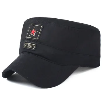 Naujas JAV ARMIJOS penkių žvaigždučių siuvinėjimo flat-top vyrų ir moterų karinė kepurė medvilnė reguliuojamas flat-top patrulių bžūp lauko kietas tėtis skrybėlę