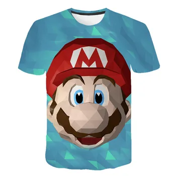 Naujas Super Mario Marškinėliai KidsShort Rankovės 3D printingClassic Žaidimas Berniukų Vasaros Drabužių Streetwear Negabaritinių Marškinėliai