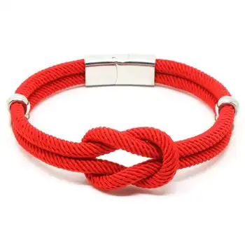 Nerūdijančio plieno magnetas sagtis raudona virvė pintas vielos apyrankė vyrams ir moterims, poroms su širdies mazgas mados apyrankė