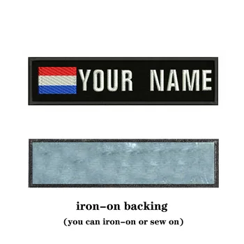 Nyderlandų vėliava, Nyderlandai 10X2.5cm Siuvinėjimo Užsakymą Pavadinimas Tekstas Pleistro Juostelės ženklelis Geležies Arba Velcro Pagrindo Lopai Drabužiai