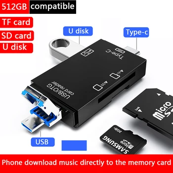 OTG USB2.0 / TIPAS-C / Micro Usb All In 1-TF, SD Kortele, 2-laiko Tarpsnių Multi Atminties Kortelių Skaitytuvas Kompiuteris Pc 