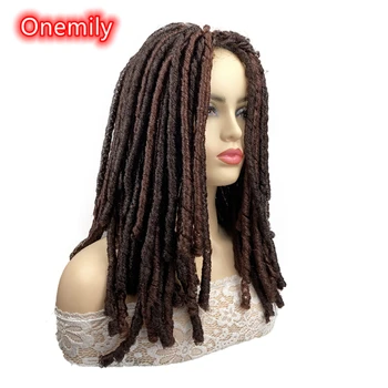 Onemily Pintas Afro Ilgai Pasukti Visiškai Atsparus Karščiui Sintetinių Plaukų Perukai Moterims, Mergaitėms su Kirpčiukais Šalies Vakaro Tamsiai Ruda