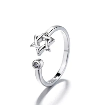 Pentagram Šešiakampis Žiedai Moterys Sidabro Spalvos Žvaigždė Davidas Žydų Vyšnių Piršto Žiedą, Religinių Žvaigždėtą Geometrijos Cirkonis Juvelyriniai dirbiniai