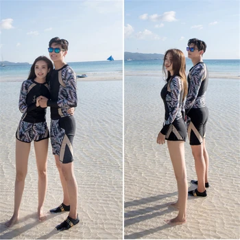 Plius dydis-ilgomis rankovėmis maudymosi kostiumai UV apsauga banglenčių maudymosi kostiumėlį vyrai moterys rungtynės korėjiečių pora paplūdimio drabužiai 2020 mėgėjams maudymosi kostiumėliai