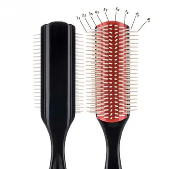 Profesionalus Plaukų Šepetys Plaukų Šukos Juodo Nailono Šeriai 9 Eilučių Plaukų Šukos Masažas Formavimo Šepetys