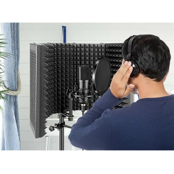 Reguliuojamas 5 Pultas Mikrofonas Atskirai Shield Studio Mic Garsą Sugeriančios Putų Atšvaitas Filtras Vokalo Kabina Gyvų Šeimos