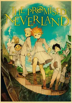 Retro Plakatai Anime Animacinių Filmų Plakatą, Drobė, Tapyba Pažadėjo Neverland Spausdinamos Nuotraukos Sienos Menas Namų Baras, Kavinė Kambario Apdaila