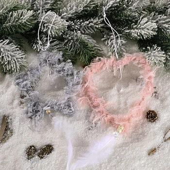 Rožinės/Smėlio spalvos Plunksnų Kalėdų Eglutės Pakabinti Pakabukas Širdies Star Kabinti Ornamentu Kalėdų Dekoracijas Namuose Naujųjų Metų Navidad 2021