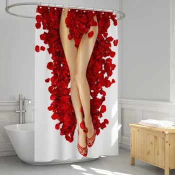 Rožių Gėlių Dušo Užuolaidos Kraštovaizdžiu 3D Spausdinimo Vandeniui Dengtos Poliesterio Audinio Vonios kambarys su 12 Kabliukų 71 Cm 180 * 180