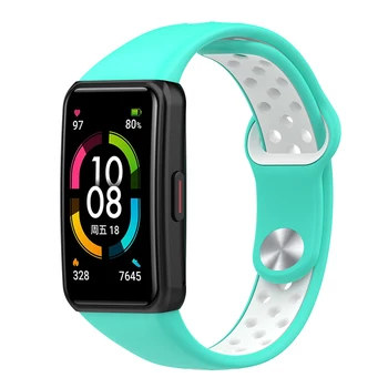 Silikono Žiūrėti Diržu, Huawei Juosta 6 Apyrankės Kvėpuojantis Sporto Watchband Pakeitimo Apyrankė 