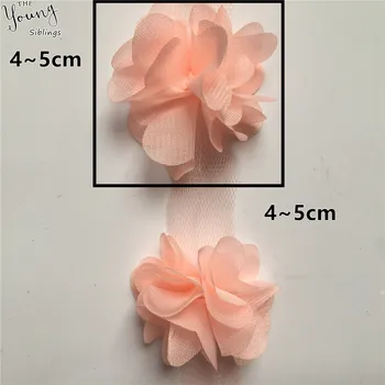 Spalvotų 1 kieme gėlės 3D Šifono Gėlių Nėrinių Suknelė Apdailos Nėrinių Audinio Aplikacijos Apipjaustymas 