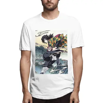TOMIOKA GIYUU Demon Slayer Anime vyriški T Shirts Naujovė Tees Trumpas Rankovės Įgulos Kaklo Marškinėliai Medvilnė, Unikalių Drabužių