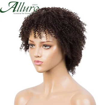 Trumpas Gamtos Afro Keistą Garbanotas Žmogaus Plaukų Perukai už juodaodžių Moterų Glueless Brazilijos Garbanotas Plaukų Perukai Vilioti Pigūs Pilna Mašina Perukai