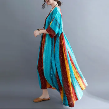 Trumpas rankovės medvilnės derliaus juostele suknelės moterims atsitiktinis palaidų ilgai moteris, vasaros suknelė elegantiškas drabužius 2021