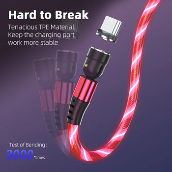 USB Magnetinio Įkrovimo Kabelis Iphone 540 Pasukti Srautas Šviesos Žibintas C Tipo Greito Įkrovimo Laidą 