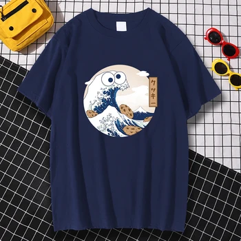 Ukiyo-e bangos Stiliaus Animaciją Spausdinti Vyrų T Shirts Harajuku Prarasti Tee Drabužius Anime Negabaritinių Nauja Mada Mada Prarasti T Shirt Mens