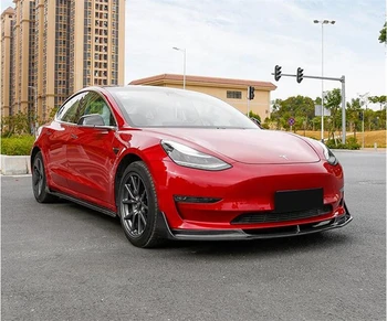 Už Tesla Model 3 2019 2020 2021 2022 Nekilnojamojo Anglies Pluošto Priekinis Galinis Difuzorius Bamperis Lūpų Pusėje Sijonas komplektas, Spoileris, Auto Priedai