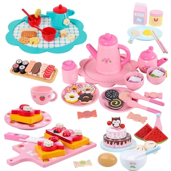 Vaikų Žaislai Miniatiūrinės Maisto Apsimesti Žaisti Vaikų Popietės Arbata Tortas Japonų Virtuvė Žaislai Mergaitėms, Medinės Vaikai Virtuvės Žaislų Rinkinys