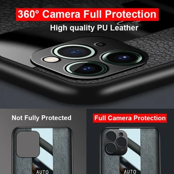 Vaizdo kameros Objektyvo Apsaugos Telefono dėklas Skirtas iPhone 11 12 Pro Max Mini SE 2020 Prabangus Odinis Dangtelis, Skirtas 