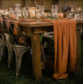 Valgomasis stalas apdaila rust stalo runner vestuvių dekoravimas medvilnės marlės, dovanų stalo bėgikų 60x400cm