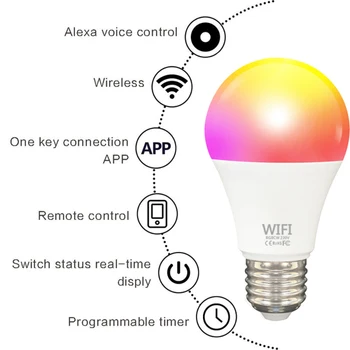 WIFI Smart Lemputė E27 LED RGB RGBW RGBWW Lemputės Lempa 9W 110V-220V LED Prožektorius + IR Nuotolinis Arba 