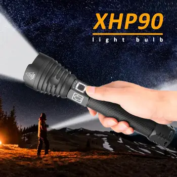XHP90 Labiausiai Galingas LED Žibintuvėlis USB Įkraunamas Žibintuvėlis XHP50 Vertus Lempos 26650 18650 Baterija Blykstė Pėsčiųjų/Dviračių 9