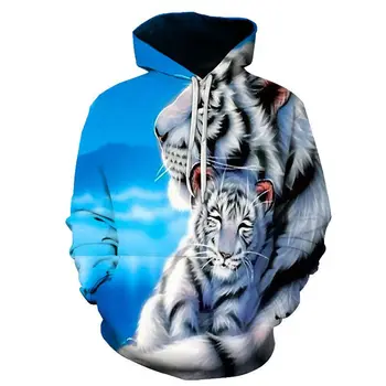 Žiemos Gyvūnų Tigras Vyrų Hoodies 3D Spausdinimo aukštos kokybės Puloveriai šaltai balta hoodie Atsitiktinis Vyrų, moterų Palaidinukė vyrų drabužiai.