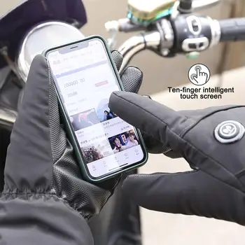 Žiemą Visiškai Jutiklinis Ekranas atsparus Vandeniui Šildomos Pirštinės Motociklų 3 Spees Temperatūra 4000mAh Ličio Baterija kumštinės Pirštinės Guantes Moto