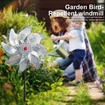 10vnt Paukščių Repeller Pinwheels Atspindintis Blizgančių Paukščių Atgrasymo vėjo malūnas Apsaugoti Sodo Augalų gėlynas Vejos Apdaila