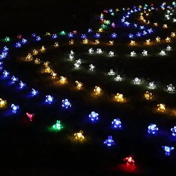 12m Vyšnių Žiedų LED Saulės Žibintai String Girliandą Pasakų Žibintai Kristalų Gėlių Lempos Vestuves Šventė Kalėdų Sodo Dekoro