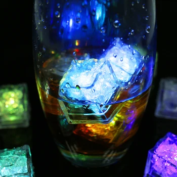12pcs LED Ledo Kubeliai Žėrintis Skysčio jutikliai, Blykstės Šviesos Neonas Vestuves Baras Vyno Stiklo Dekoravimo Reikmenys