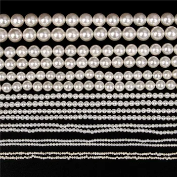 2-12mm Baltos spalvos Gėlavandenių Gamtos Shell Perlų Imitacijos Karoliukai Apvalios Perlas Laisvas Granulių Papuošalai Priėmimo 