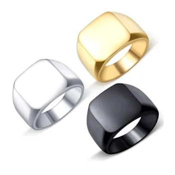 2019 Mados Paprastas Stilius Juodas Kvadratas Žiedas Klasikinis Sužadėtuvių Žiedą Vestuvių Papuošalai iš Nerūdijančio Plieno Geometrinis Žiedai Moterims