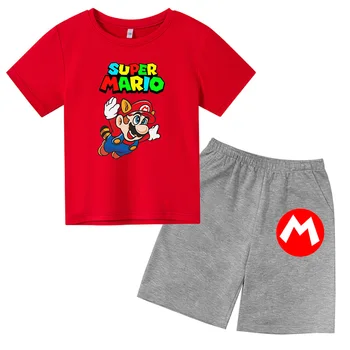 2021 Vasaros Klasikinių Animacinių filmų Mario bros T-Shirt Kostiumas Harajuku Stilius Klasikinis Mario Bros Berniukas Mergaitė Kostiumas Gatvės T-Shirt