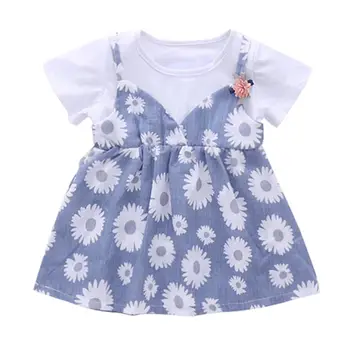 2021 Vasaros Kūdikių Dress Naujų Mergaičių Mados Infantilus Suknelės Medvilnės Vaikų Drabužiai Gėlių Stilius, Vaikų Drabužiai Princesė Suknelė