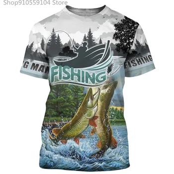 2021 karšto stiliaus mielas karpių žvejyba vasarą trumparankoviai mados atsitiktinis 3D spausdinimo Harajuku vyriški trumparankoviai marškinėliai T-shirt si