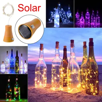 2M String Led Butelis Žibintai Saulės energija Varomas LED Kamštienos Formos LED Styginių Šviesos Vyno Butelis Lempos Šalis, Šventės Dekoras Pasakų Žibintai