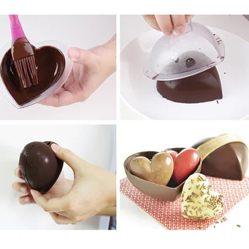 3 dydis 3D širdies formos Polikarbonato šokolado pelėsių Valentino Dienos saldainiai Konditerijos gaminiai, įrankiai, Konditerijos kepimo formą