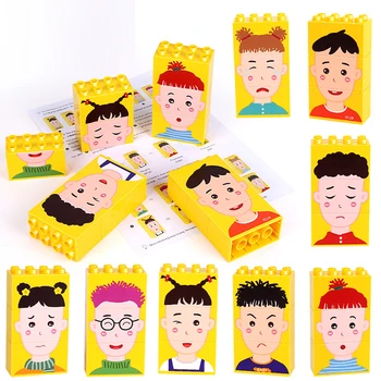 301 vaikų Emocijų Kaita įdomių išraiškos įspūdį emocinio pažinimo montavimas švietimo žaislai, Statyba Blokai