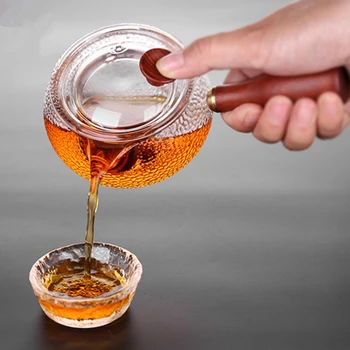 600Ml Japonų Stiliaus Arbatinukas, skaidraus Stiklo Medienos Rankena Puodą Arbatos gamintojas Kavos, Vandens Virdulys Teaware Dekoro Priemonė