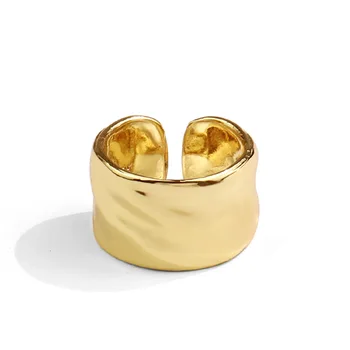 925 Sterlingas Sidabro Wiede Paprastas Aukso Spalvos Žiedų Šviesą Nelaimę Atidarymo Rankų Darbo Žiedas Mados Fine Jewelry