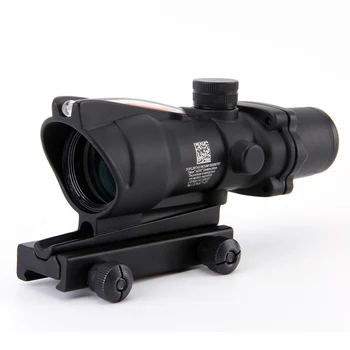 ACOG 4X32 Nekilnojamojo Pluošto Riflescope Raudonai Apšviestas Stiklo Išgraviruotas Tinklelis Optika Akyse su 20mm Geležinkelių Airsoft Accesories Medžioklės