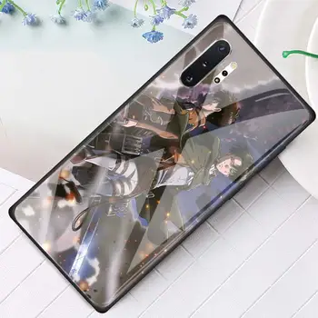 Anime Ataka Titan Grūdintas Stiklas Case For Samsung Galaxy Note 20 Ultra 10+ 5G Lite 9 8 M21 M31 M51 Juodo Dangtelio Coque Fundas
